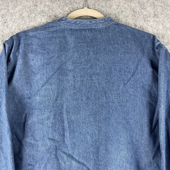 Vintage 90s Eagles Eye Top Womens XL Blue Denim Button Up Hong Kong Cotton90s - Picture 9 of 11